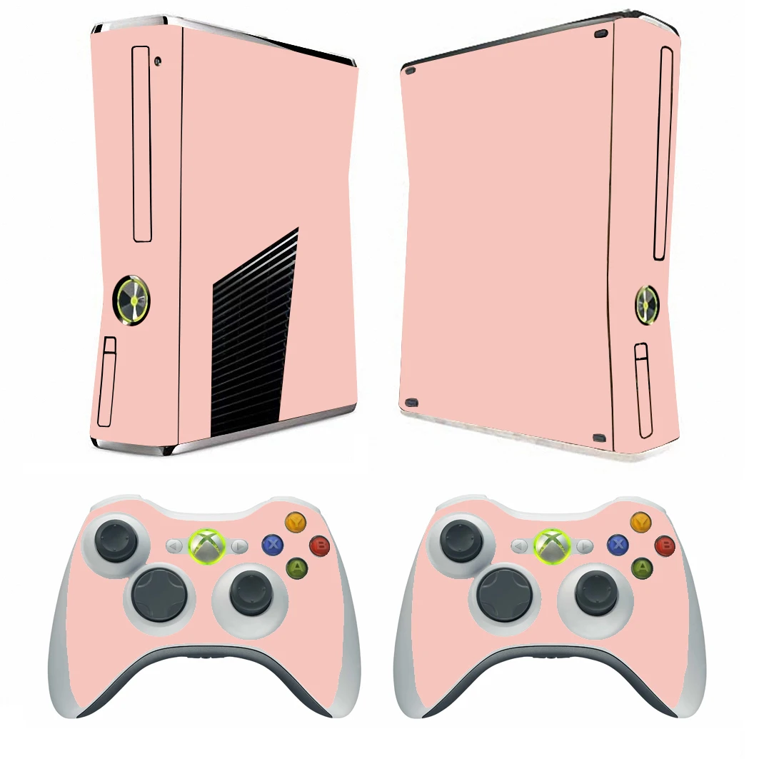 10 ملصق من الفينيل بألوان صلبة نقية ونظيفة لهاتف Microsoft Xbox 360 Slim و2 ملصقات جلود وحدة التحكم