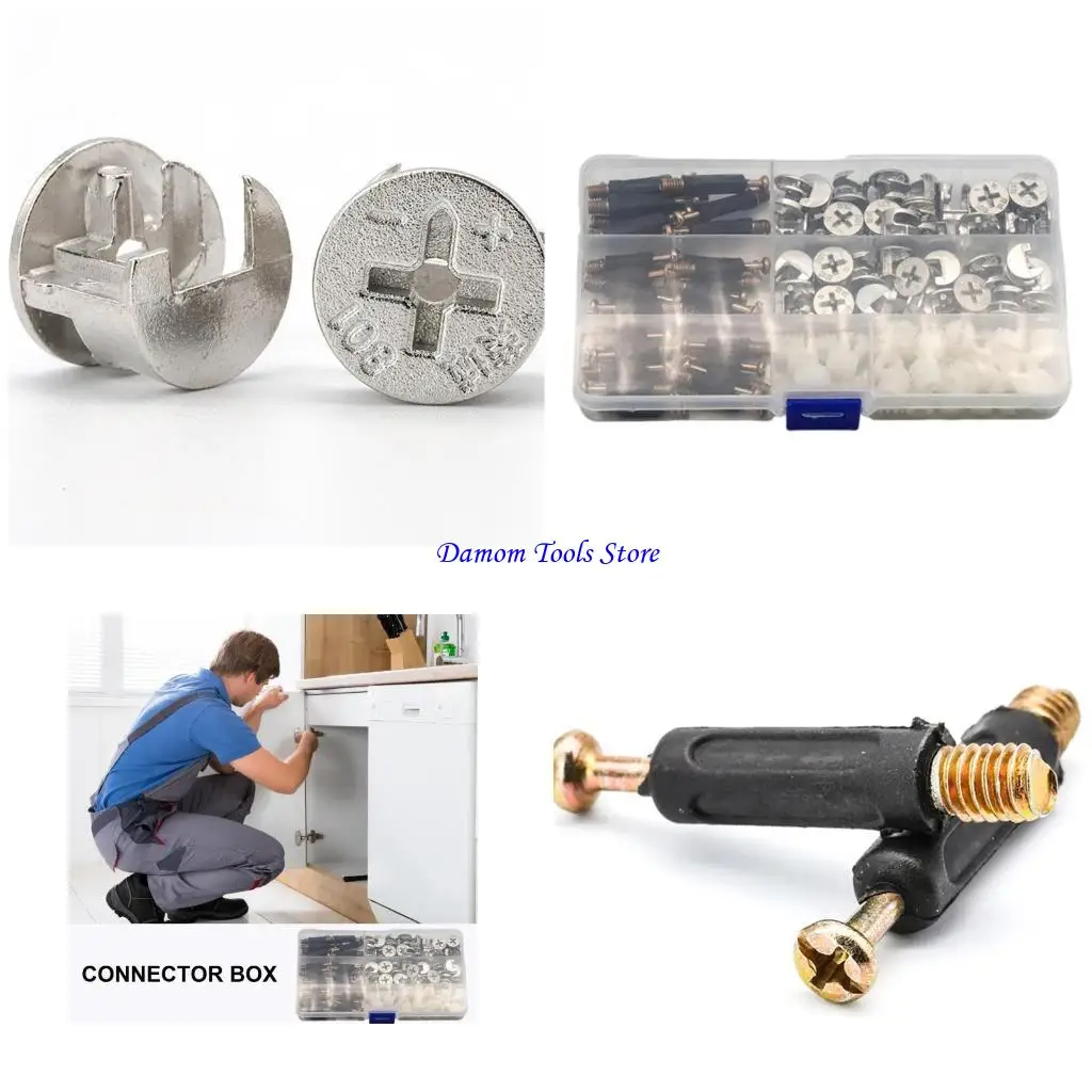 

57BE Упаковка из 108 соединительных фитингов для кулачков Essential Набор крепежных болтов 3 в 1 для надежного столярного для