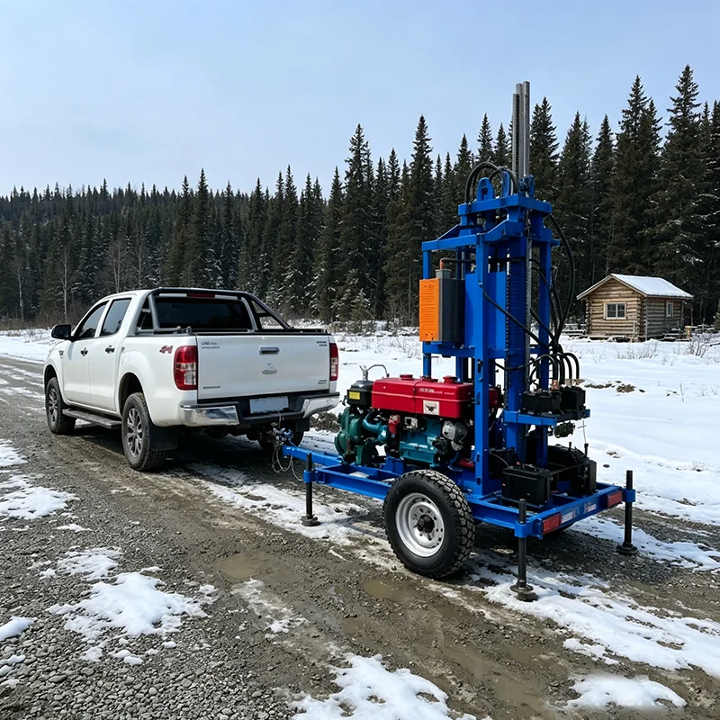 Small Hydraulic Water Well Drilling Rig 100m Borehole Drilling Machine Diesel Engine for Household Water Well Rural Farm Use