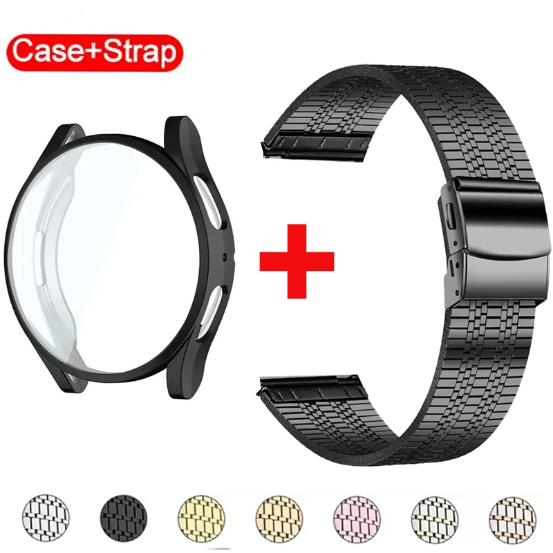 لساعة سامسونج جالاكسي 7 6 5 4 40 مللي متر 44 مللي متر 5pro 45 مللي متر الفرقة + حافظة مصد من البولي يوريثان 6 الكلاسيكية 47 مللي متر 43 حزام من الفولاذ المقاوم للصدأ حامي