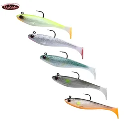 TAKEDO BZ01 LIVE SHAD Fishing Jig Lure Jig Fish Lead Fish Lead Head With T-shape Tail PVC Soft Lures Fishing Lure 3D Eyes