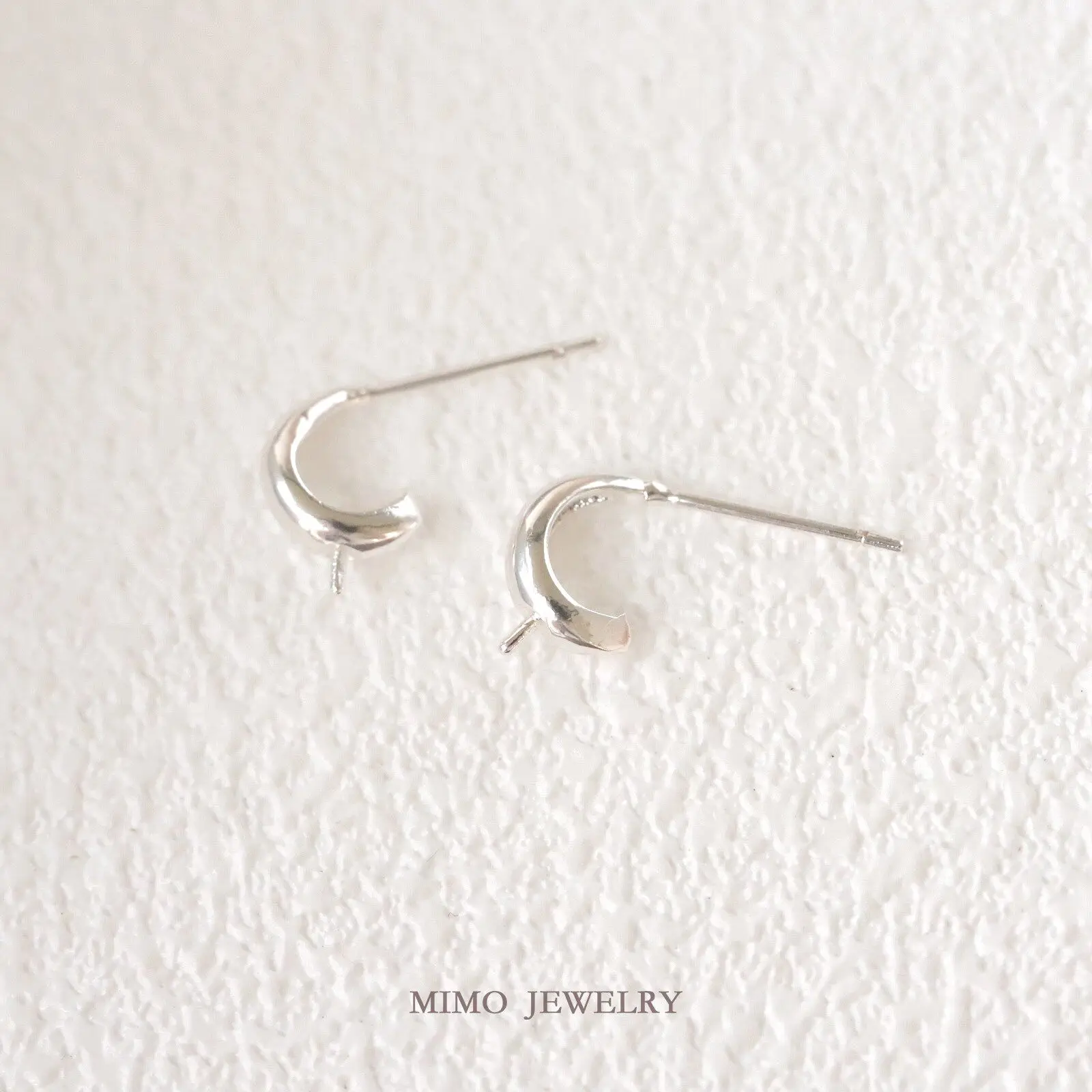 Gold Plated Copper Earrings Base Blank C Moon 925 Silver Needle Ear Stud Settings DIY Jewelry Making Supplies