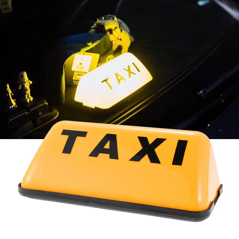 New Universal Yellow Base Adhesive Car Sign Lamp 12V Cab Roof Top Topper Taxi Sign