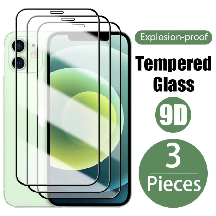 3Pcs Tempered Protective Glass For iPhone14 13 12 11 Pro Max Phone Screen Protector For 7 8Plus X XR XS Max