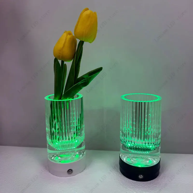 Rechargeable LED RGB Vase Light Touch Sensing Waterproof Flower Vase for Decorative Luminous Lighting in Bedroom Living Room