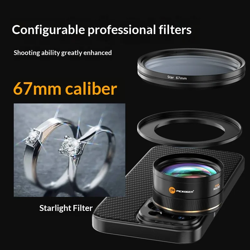 PICKOGEN Phone HD Master Macro Lens Pro for IPhone17/16/15/14/13/12 Clip-on Samsung Xiaomi HUAWEI, 17mm Thread Mount/Metal Body