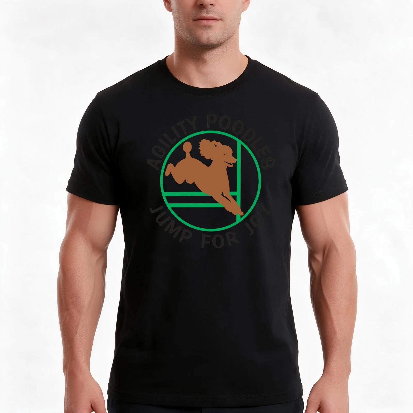 Agility Poodles Jump for Joy | NickerStickers? on Redbubble T-Shirt, Summer Casual Cotton Tee, Oversized Streetwear Tops