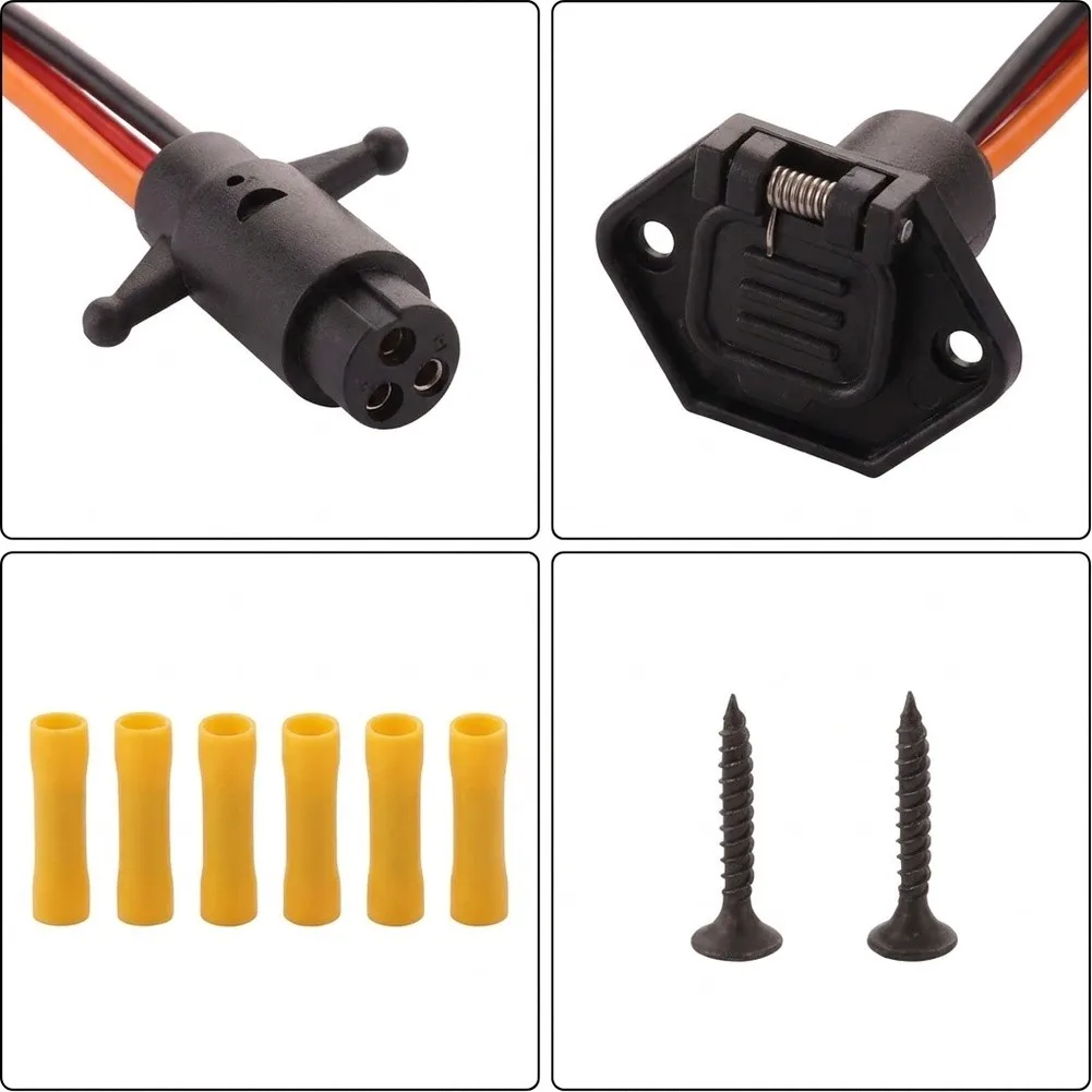 Tinned Copper 10 AWG Trolling Motor Connector 12 24V 3 Pin Quick Disconnect Receptacle for Marine Applications
