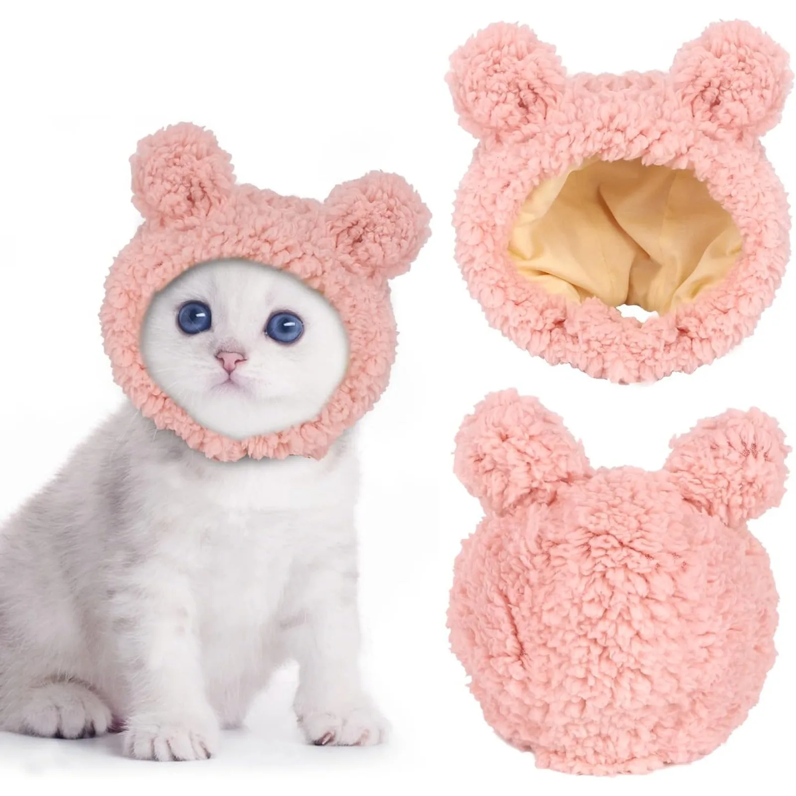 

Cute cat costumes Warm bear hats for cats Adjustable soft small pet headwear Bear hats for cats and puppies dog hat cat hat