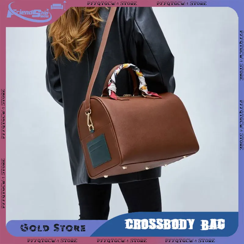 

Boston Bag Unisex Bostons Crossbody Bags PU Large Capacity Commuter Shoulder Bags with Silk Scarf Handbag Travel Duffel Bag Gift