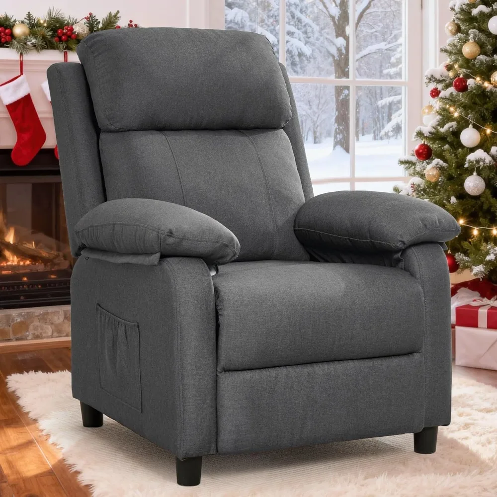 

Recliner Chair, Living Room Chairs for Adults, Padded Deep Seat Reading Chair with Side Pockets, Small Recliners, Customized