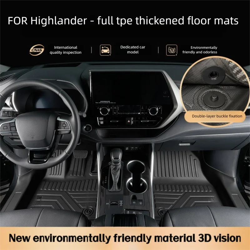 TPE Floor Mats For Toyota Highlander 2007-2025 XU40/50/70 LHD Full Coverage Waterproof Surround Threshold Accessories