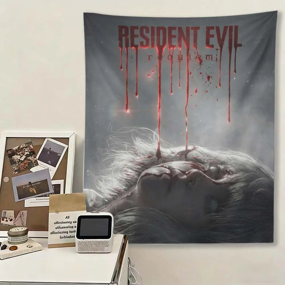 Resident Evil 9 Horror Theme Tapestry Wall Hanging for Home Bar Party Room Decor