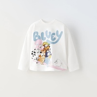 Cartoon Tshirt Boys Children Long Sleeve Tees Baby Girls Round Neck Fashion Loose Simple White T