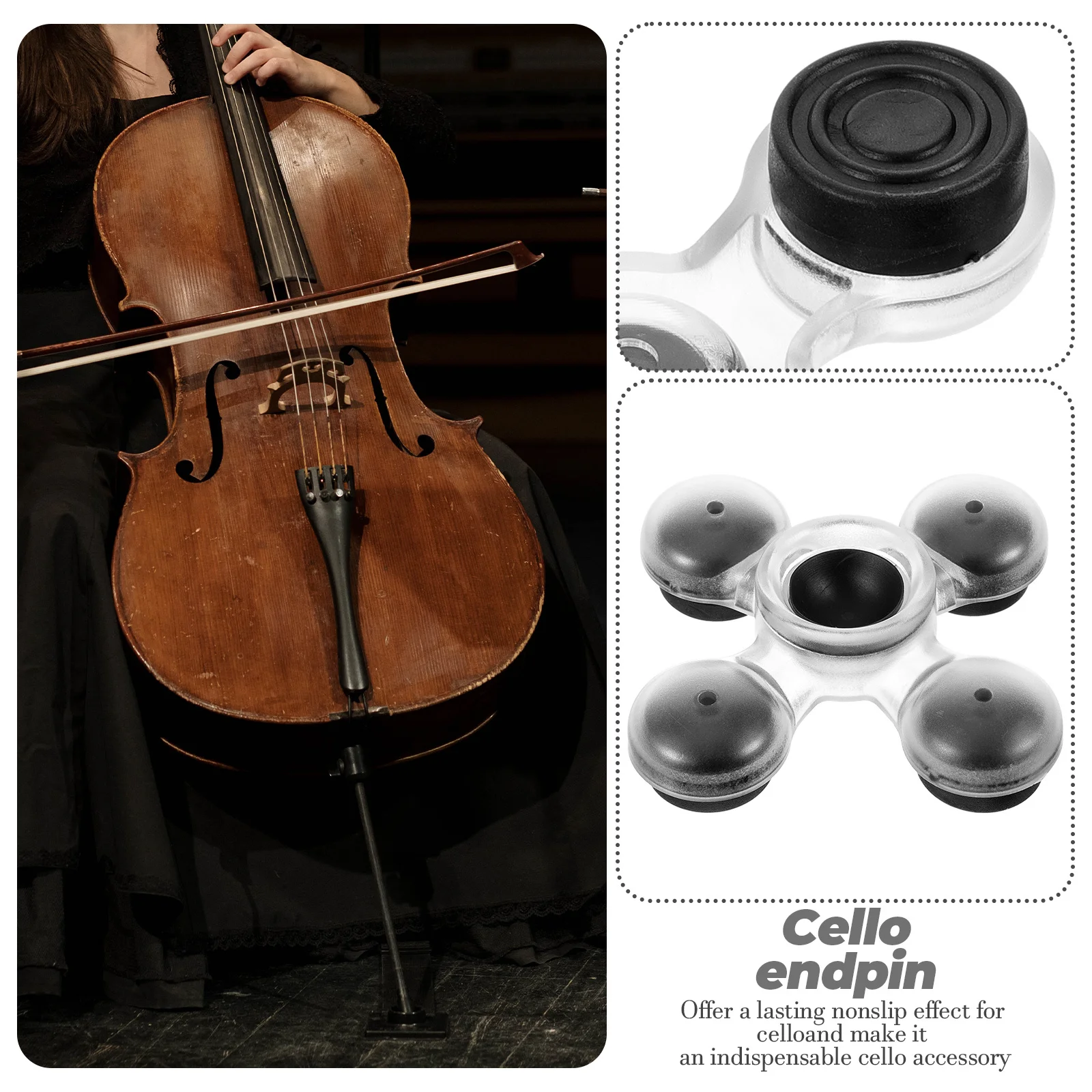 Ancoraggio per puntale per violoncello Cuscino antiscivolo in gomma ABS Forniture per strumenti a corda con tappo per puntale per violoncello professionale