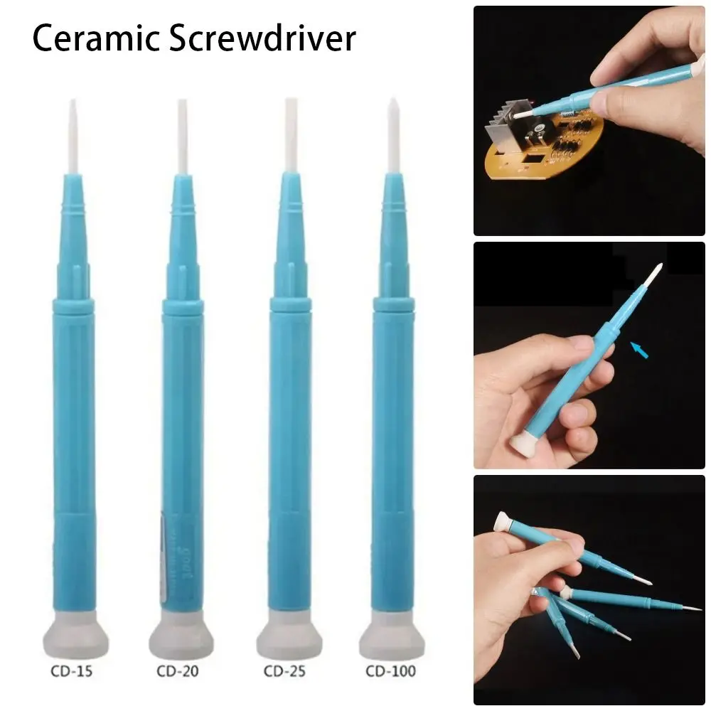 1Pcs Antistatic Ceramic Screwdriver CD-15/20/25/100 Repair Hand Tool Screw Driver Non-Conductive No-Magnetlc Blue