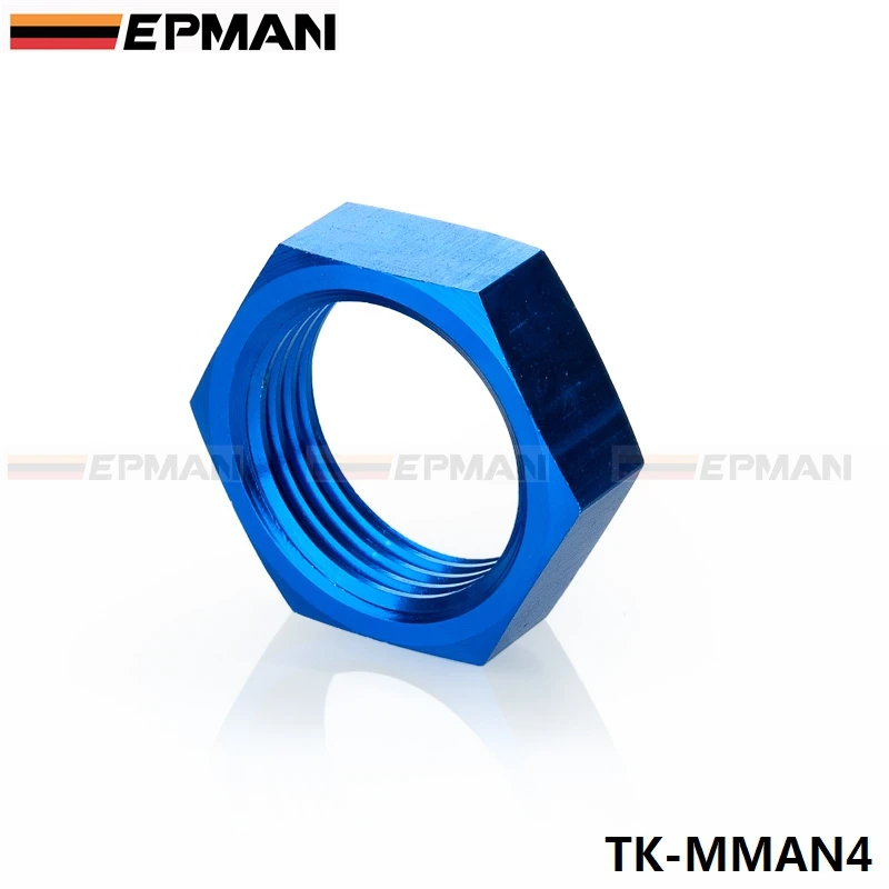 EPMAN 4AN AN4 AN-4 Bulkhead Blue Aluminum Anodized Nut Sealing Locking Fitting Adapter TK-MMAN4