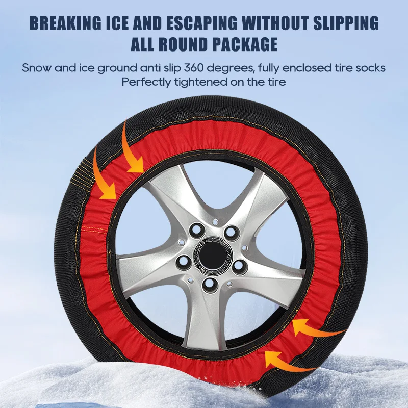 Snow Socks for Tires Anti-Skid Snow Chain Car Wheel Chain Winter Car Accessories Snow Traction Tire Cover for Electric Car