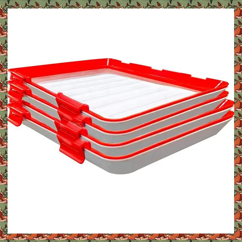 

ABLQ 2X пищевой пластиковый лоток для хранения свежести, штабелируемый лоток для пищевых продуктов, многоразовый креативный лоток для хранения свежих продуктов питания
