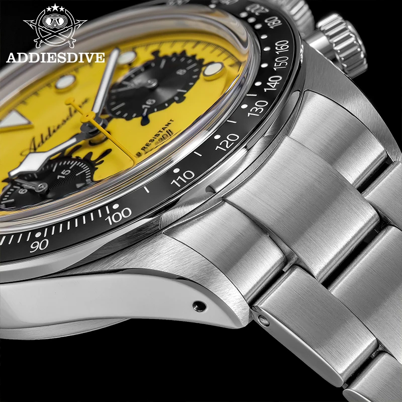 

ADDIESDIVE AD2520 Male Clock Stainless steel Chronograph VK64 Watch Ceramic Bezel Colorful Dial Watches BGW9 Luminous Waterproof