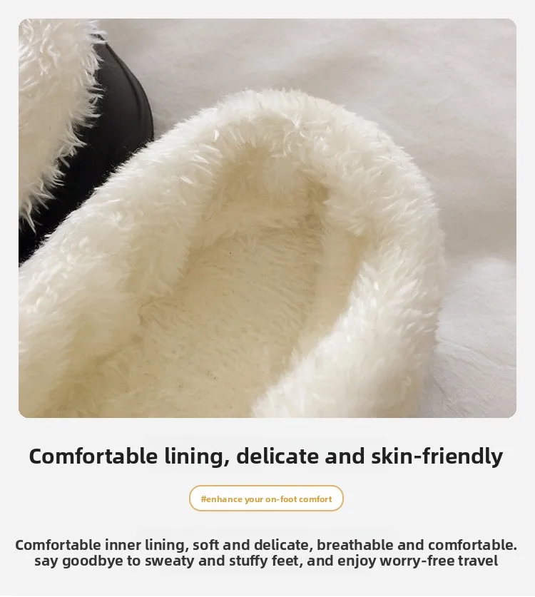 2026 Winter Damen Plateau-Hausschuhe Warme Fell-Pantoffeln Niedliche Mädchen-Dekorations-Hausschuhe Flauschige Bequeme Slip-On Freizeitschuhe Weiche Plüsch-Schuhe – Detail 5
