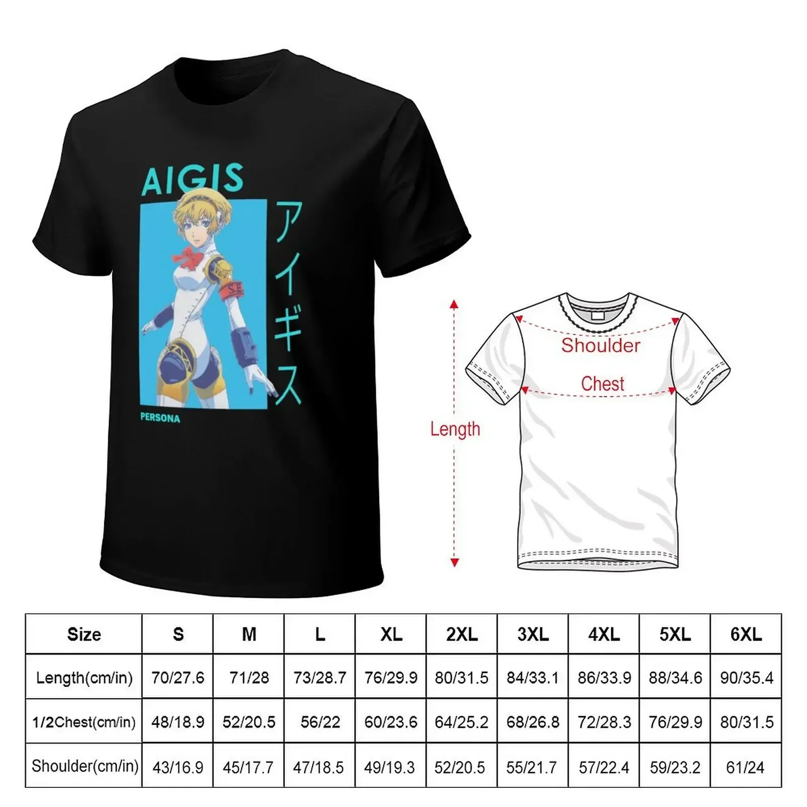 Aigis SEES Ai-chan Aegis Persona 3 T-shirt customs summer top aesthetic clothes Men's t-shirt