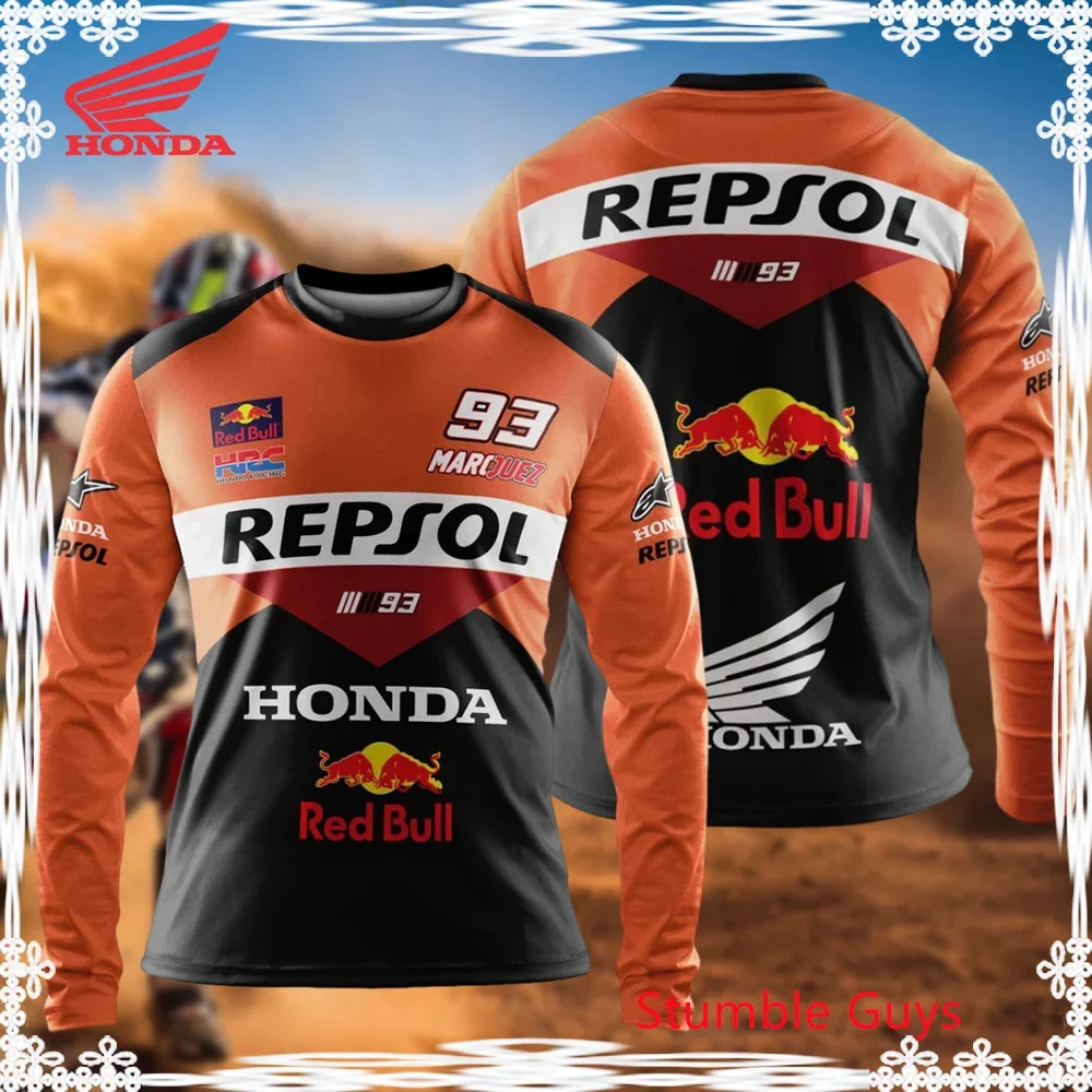 

Honda Summer Men's Long Sleeve T-Shirt Sports Motorcycle Racing Car Brand Quick-Dry Teen Casual Fashion​