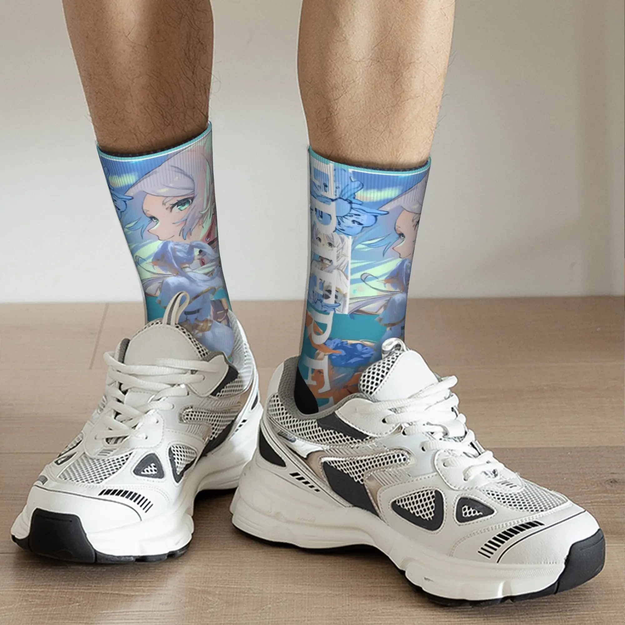 Automne hiver Hip-hop femmes hommes Anime Frieren Manga chaussettes respirant basket-ball chaussettes