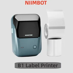 Niimbot-Impresora térmica portátil B1, máquina de impresión de etiquetas negras, Mini código de barras, código QR, pegatina, papel, rollos de Color, Cable