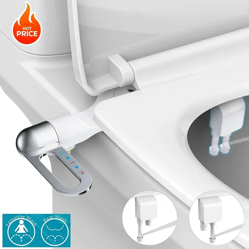 

Тонкое сиденье для унитаза для биде, неэлектрическое двойное сопло для биде, регулируемое давление воды, распылитель для задницы, аксессуары для ванной комнаты