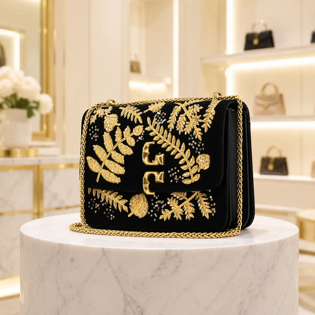 Fashionable beaded embroidered women's bag single-shoulder crossbody chain bag light luxury flap bag practical multi-compartment