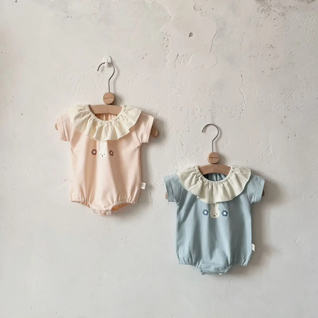 

Baby Short Sleeve Clothes Summer New Ruffled Lotus Collar Girl's One Piece Clothes Color Matching Newborn Toddler Clothes