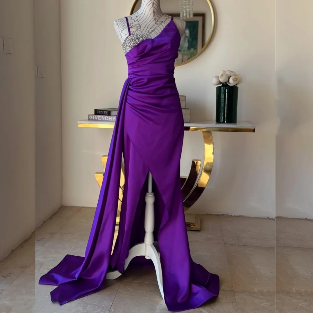 Customized Classic Exquisite Charmeuse Sequined Pleat Trumpet Sweetheart Long Dresses Bespoke Occasion Sexy