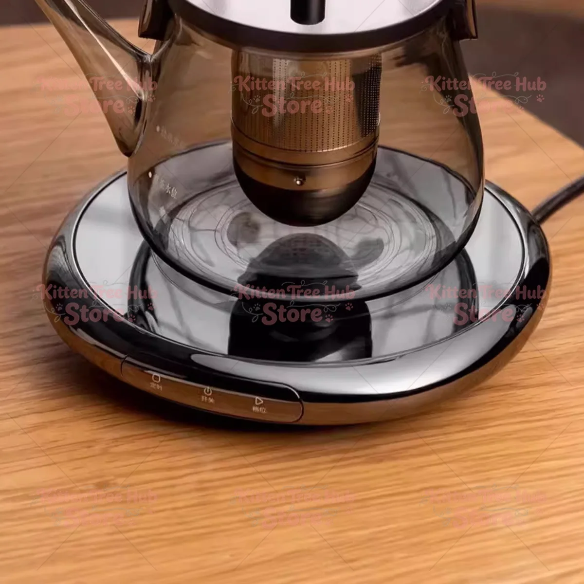 stove tea stove small  pot glass pot boiling water surrounding