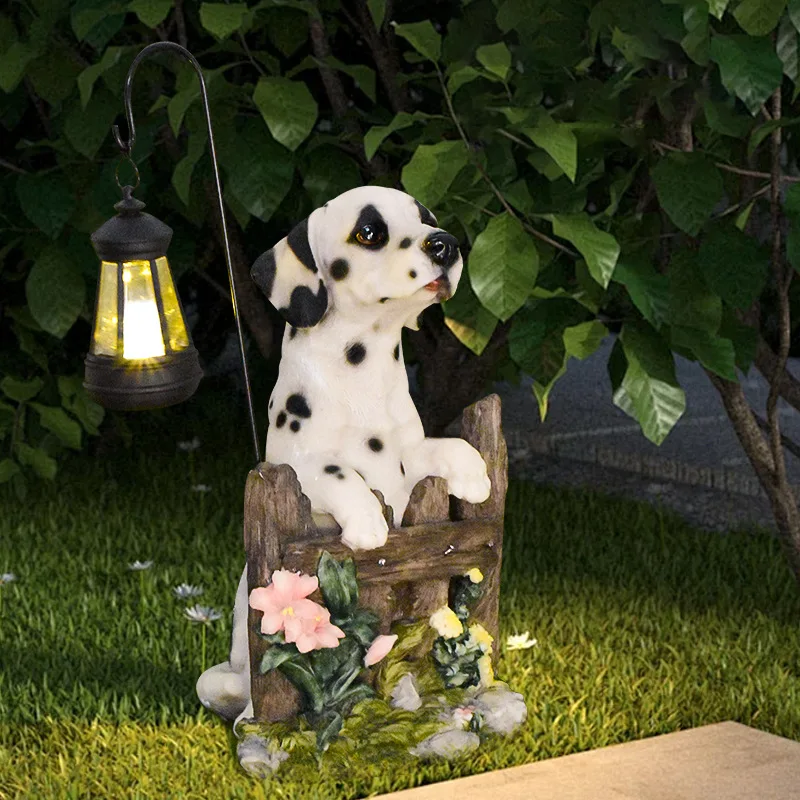 Garden resin handicrafts solar hanging lights simulation puppy ornaments garden yard entrance decorations