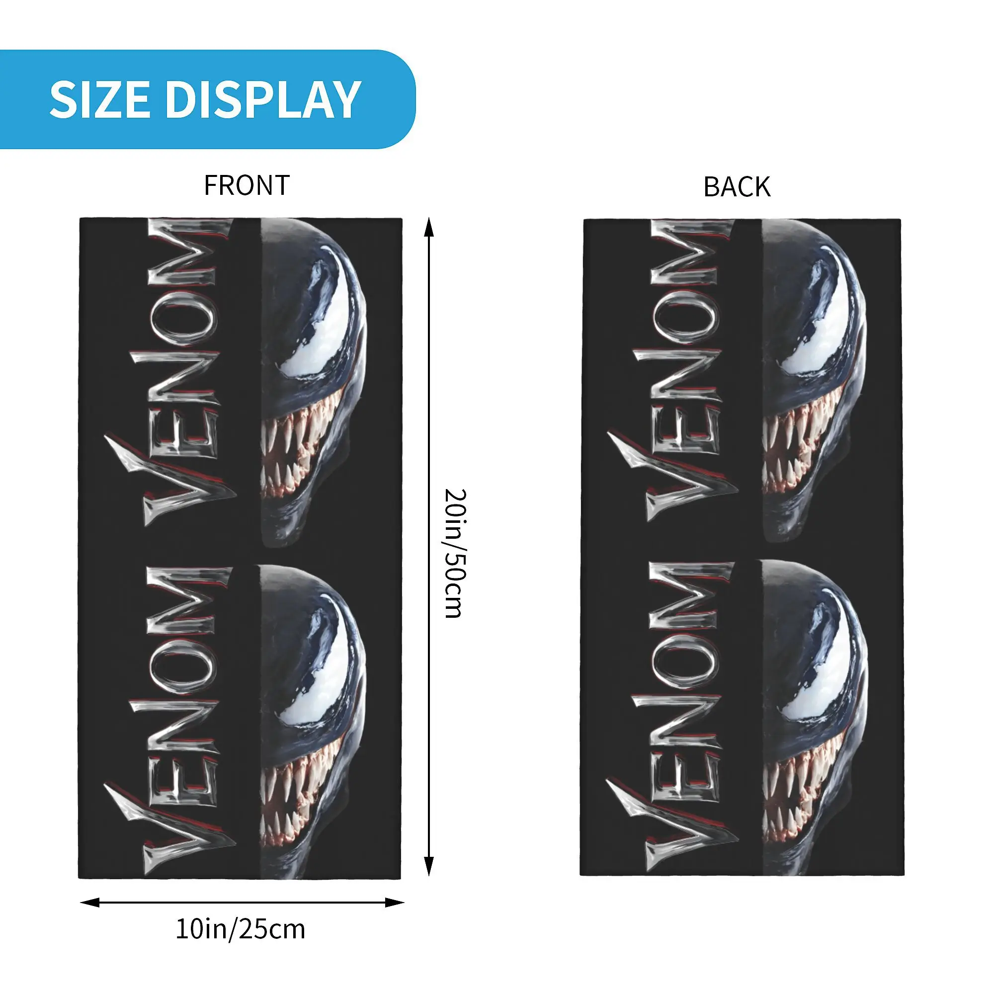 Venom แยกลงกลาง Grin ผ้าพันคอคอปกพิมพ์หน้ากากผ้าพันคอ Multi-use Balaclava วิ่ง Unisex ผู้ใหญ่ Breathable