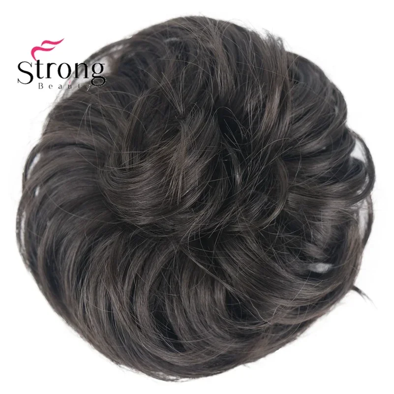 Scrunchies sintético bagunçado pedaço de cabelo uso diário donut chignon scrunchies falso elástico peruca loira marrom bun para mulher