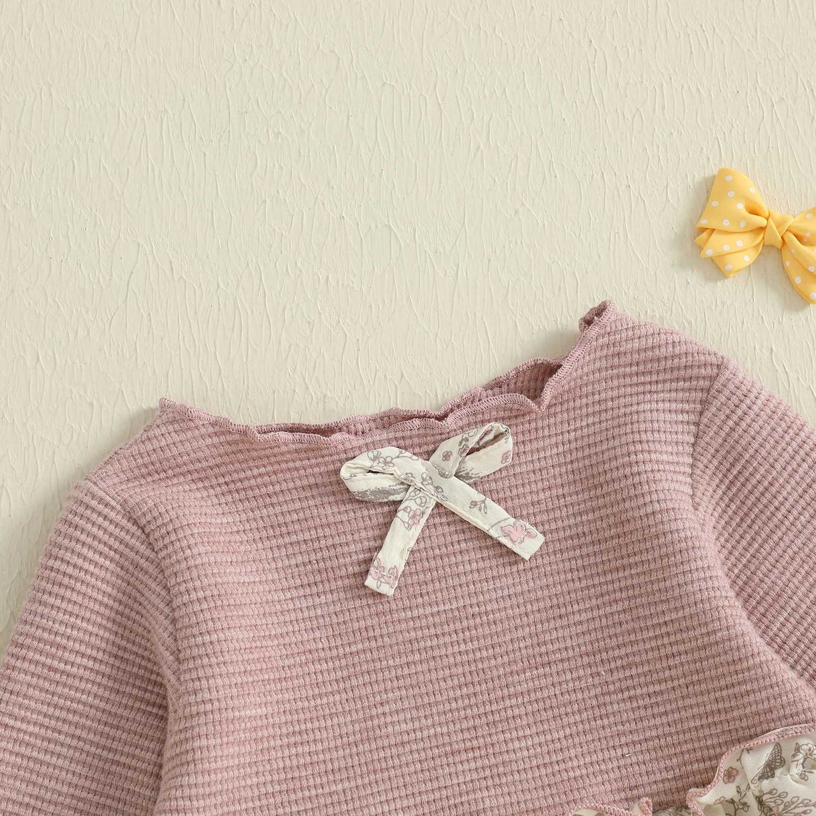 

0-18 Months Baby Girl Autumn Casual Romper Long Sleeve O Neck Floral Print Patchwork Rompers