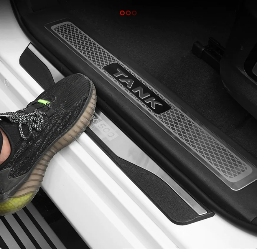 For GWM Great Wall Tank 500 2022- 2023 Interior Accessories Door Sill Inside Scuff Plate Decoration Cover Trim Metal