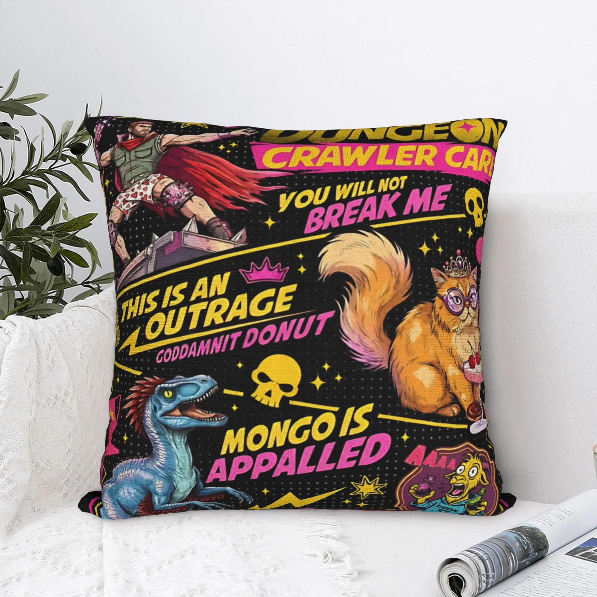 Carl And The Princess Donut and Mongo Dungeon Crawler Carl  Pillowcases Merchandise  Cushion Cover  Pillow Covers Home Decor