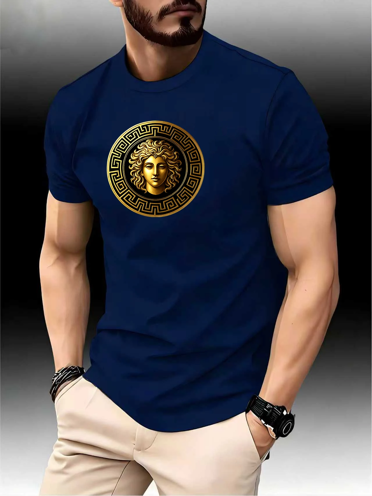 Round Neck Running Tshirt Men Thin Top Art Printing Quick Dry Short Sleeve Breathable Fitness Sports T-shirt Wear for all Season image 3