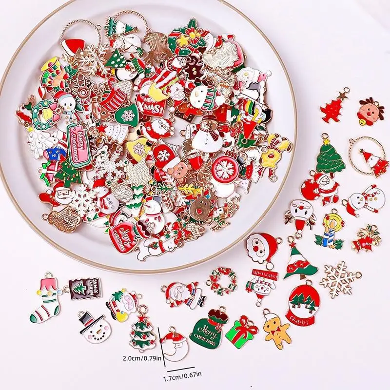 Weihnachts-Emaille-Anhänger, 10/20/50 Stück, sortiert, für die Herstellung von Schmuck, Weihnachtsgeschenk für Bastler – Detail 2