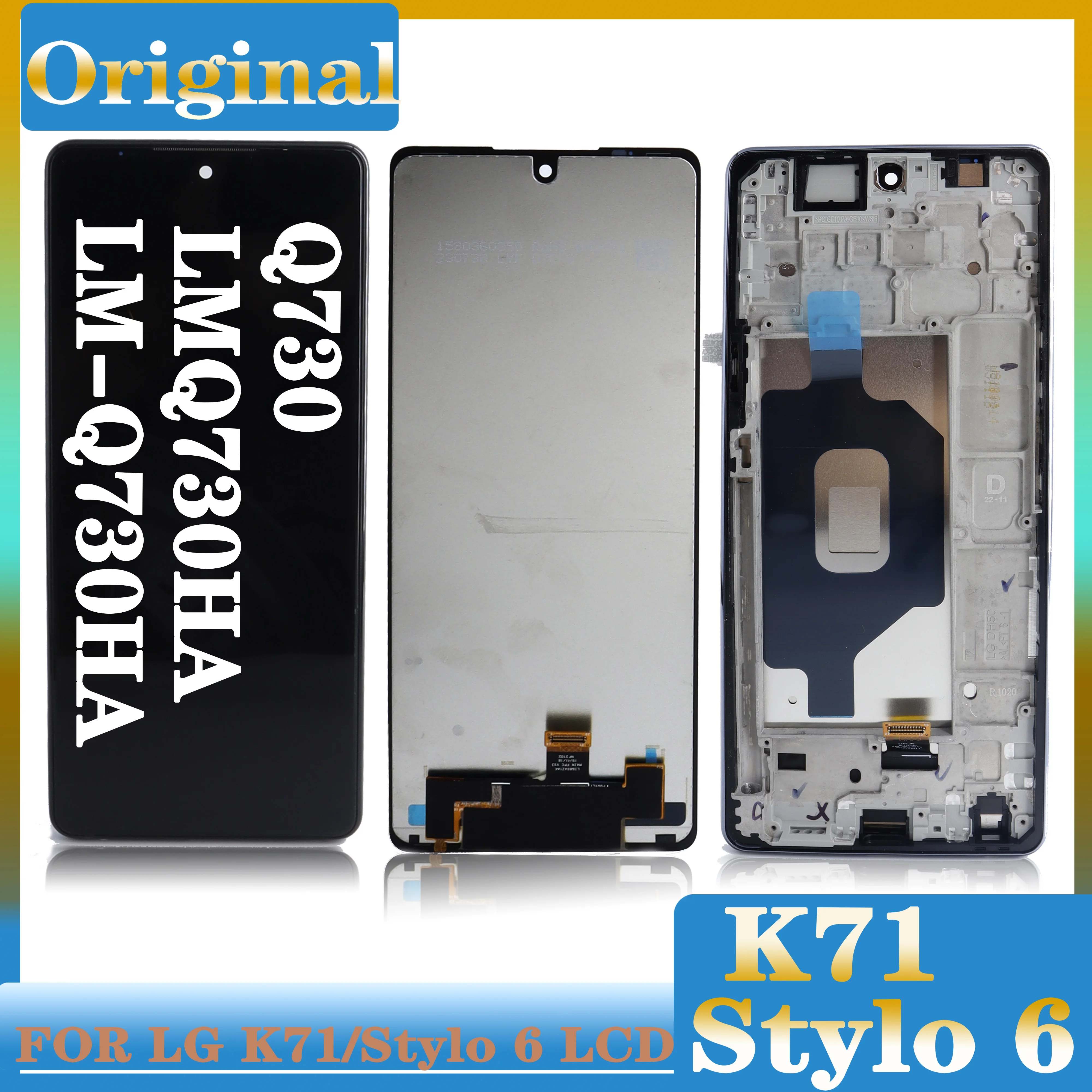 6.8'' For LG K71 LCD Display Touch Screen Panel Digitizer Assembly Q730 LCD With Frame For LG Stylo 6 Screen