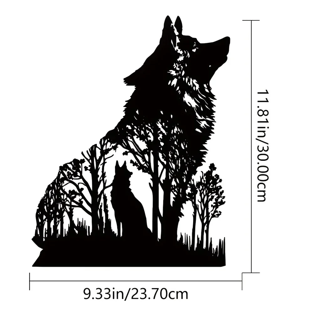 

Wolf Black Home Metal Iron Decoration, Modern Wall Decor, Boys Girls Room Kindergarten Living Room Nursery Bedroom Decor Sticker