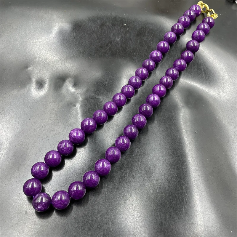 New Charoite round Beads Clavicle Chain Purple Sugilite Big Bead Necklace Graduated Strand