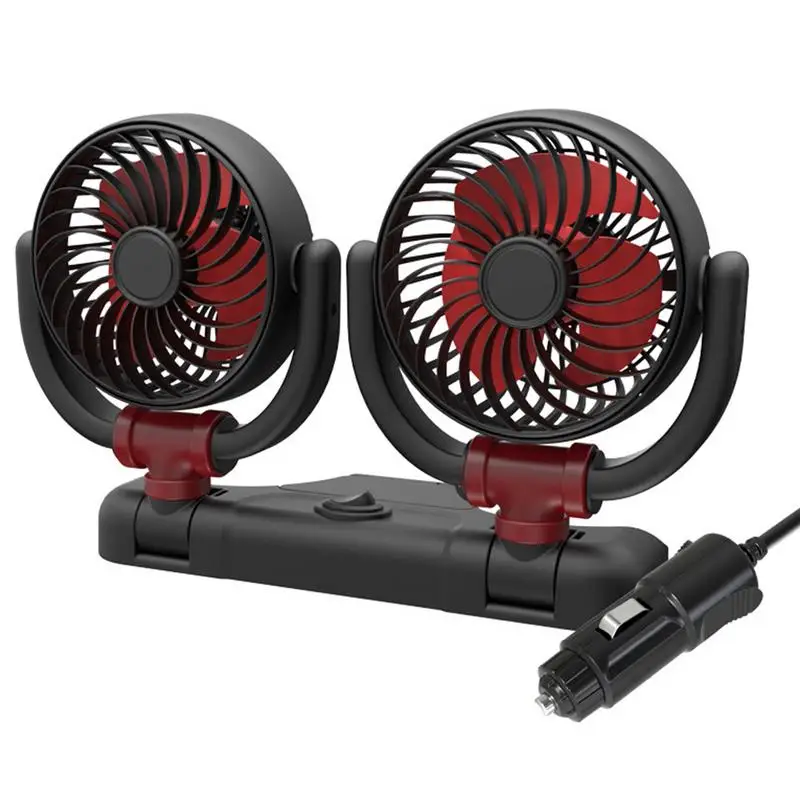 

Portable Vehicle Cooling Fan Car Desk Fan Dual Head Portable Fan 360 Degree Rotate With 2 Speed Car Cooler Fan Cooling Air Fan