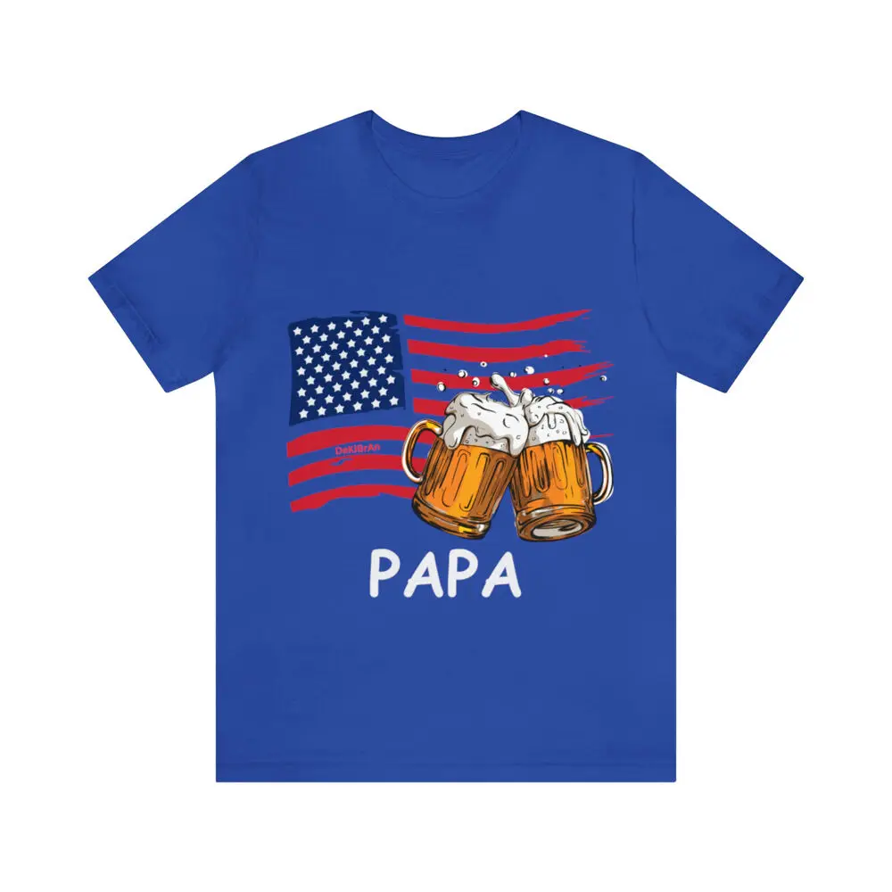 Mugs Beer PAPA American Flag Father's Day July 4th Short Celebrate Sleeve Tee Unisex T-shirts Luxury Brand Vintage Oversized