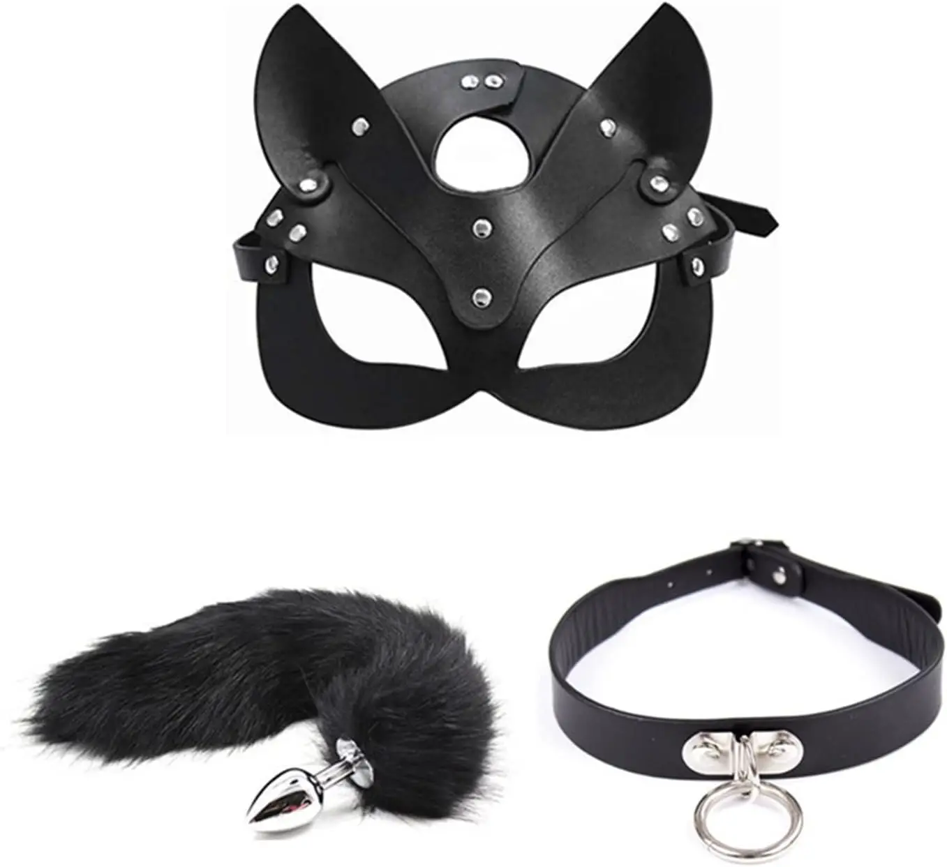 3pcs 40CM Fox Tail Anal Plug Collar Sexy Cat Mask Exotic Sex Products For Adults Games Bondage BDSM Sex Toys For Women