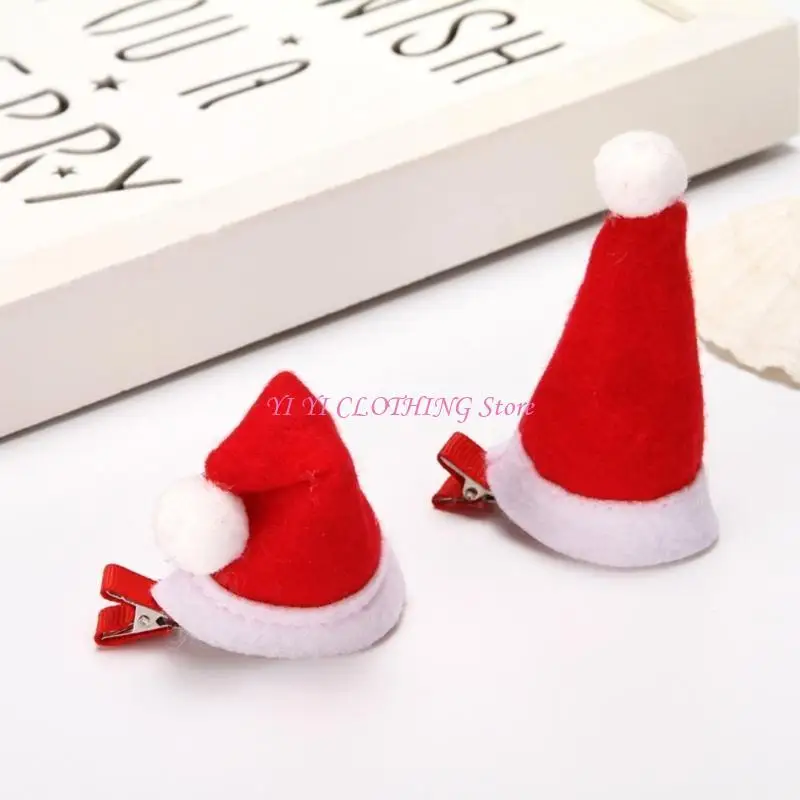 N5KF Рождественская шляпа Санта-Клауса, заколка для волос, праздничная вечеринка, головной убор с блестками, фестивальный зажим,