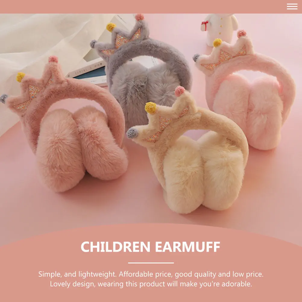 

1 шт. Детские зимние наушники с милым узором в виде короны, унисекс, легкие и удобные, для холодной погоды, толстые наушники-утеплители